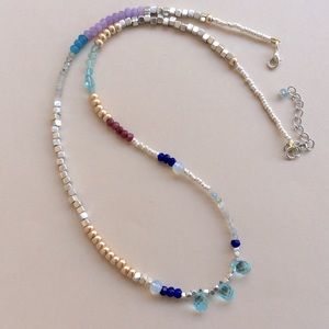 New necklace silver multi stone handcrafted